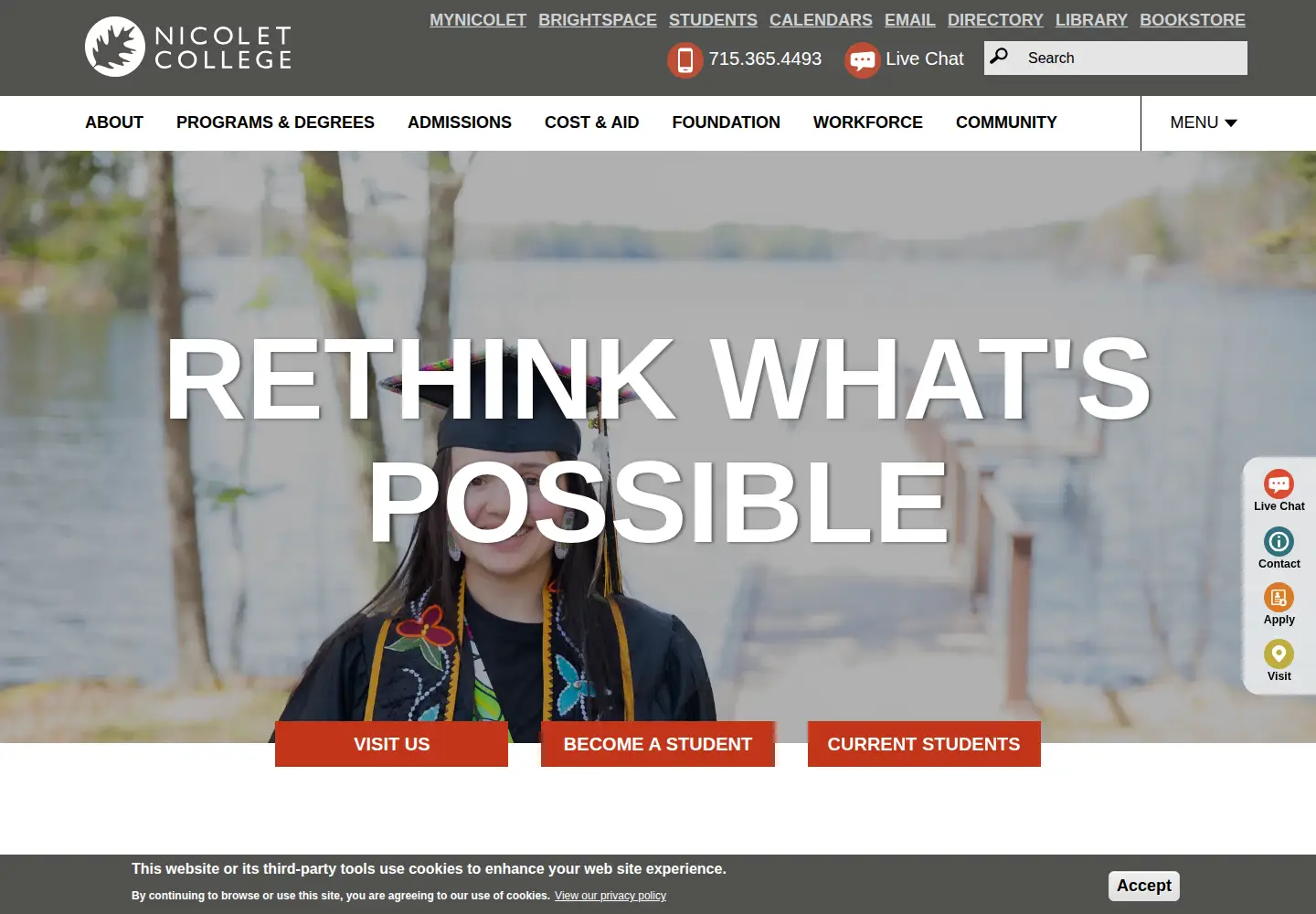 Captured homepage of nicoletcollege.edu in the current scan