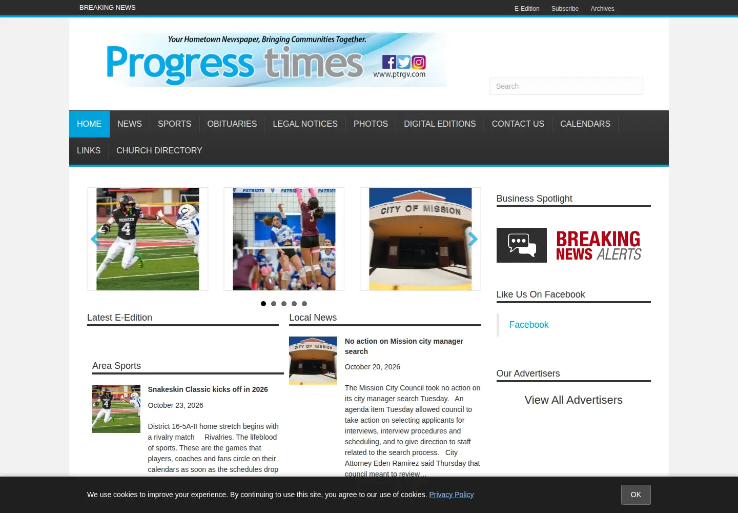 Screenshot of progresstimes.net