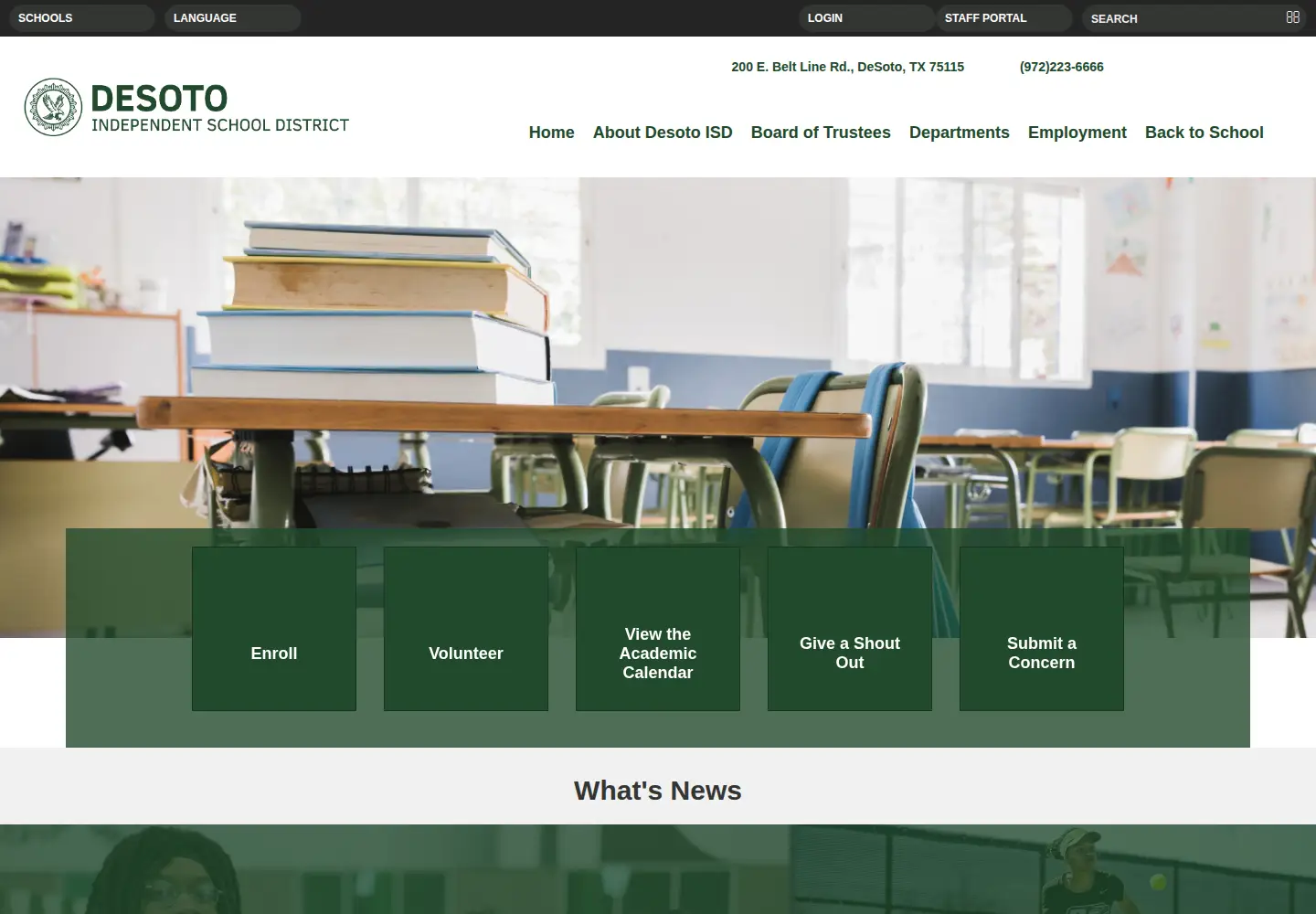 Captured homepage of desotoisd.org in the current scan