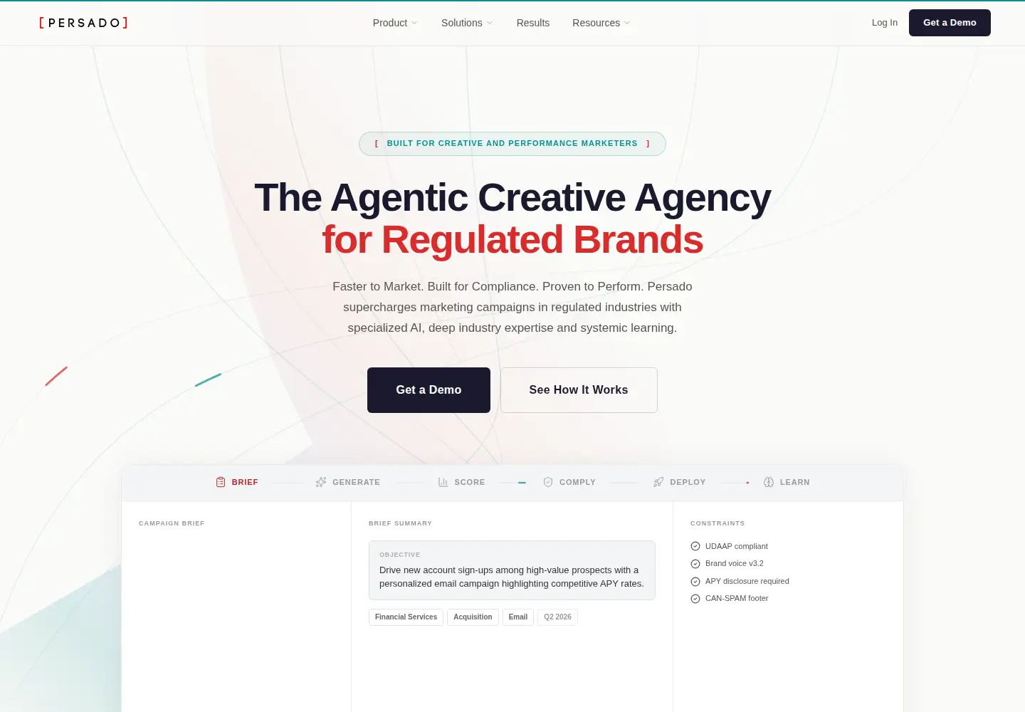 Screenshot of persado.com
