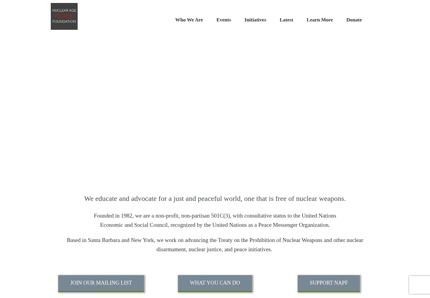 Screenshot of wagingpeace.org