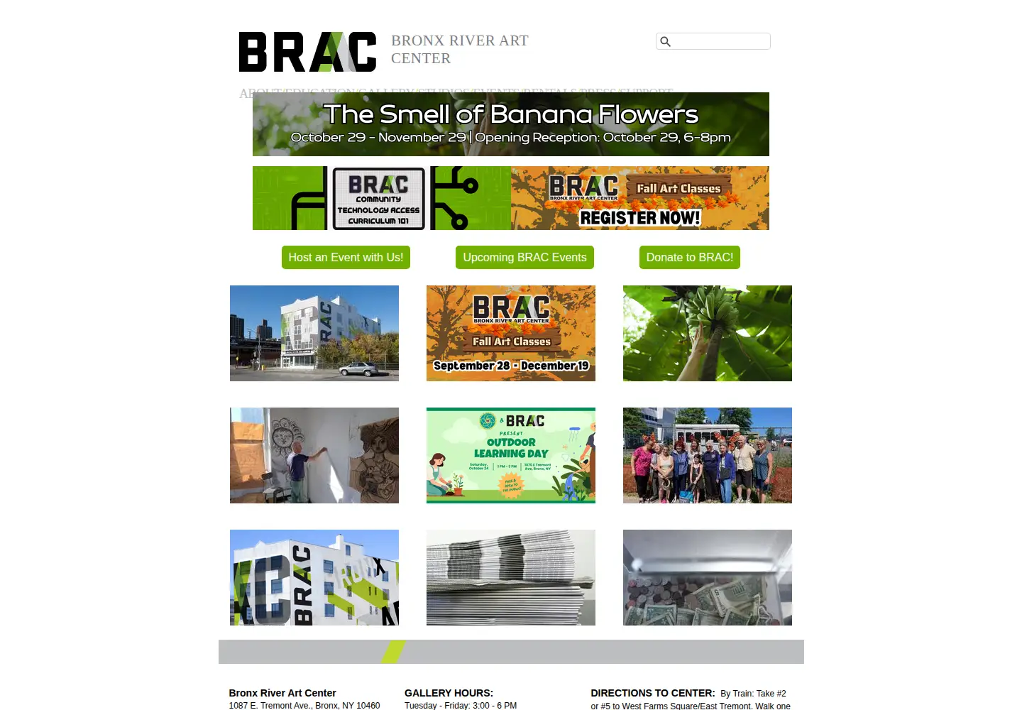 Captured homepage of bronxriverart.org in the current scan