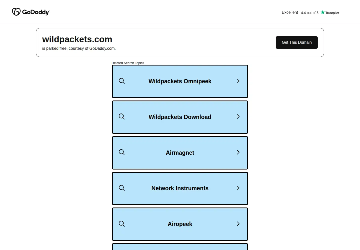 Captured homepage of wildpackets.com in the current scan