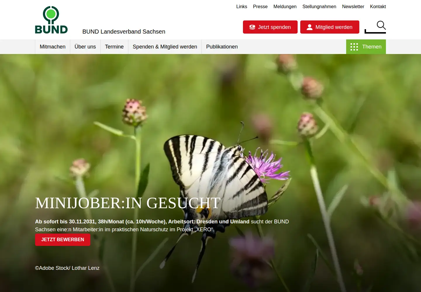 Screenshot of bund-sachsen.de