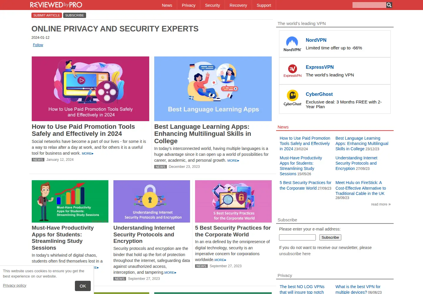 Screenshot of reviewedbypro.com