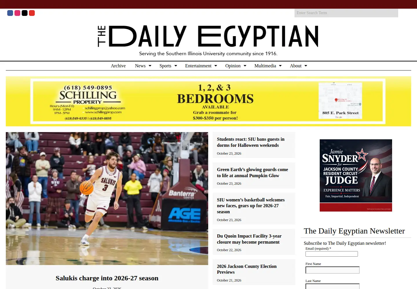 Captured homepage of dailyegyptian.com in the current scan