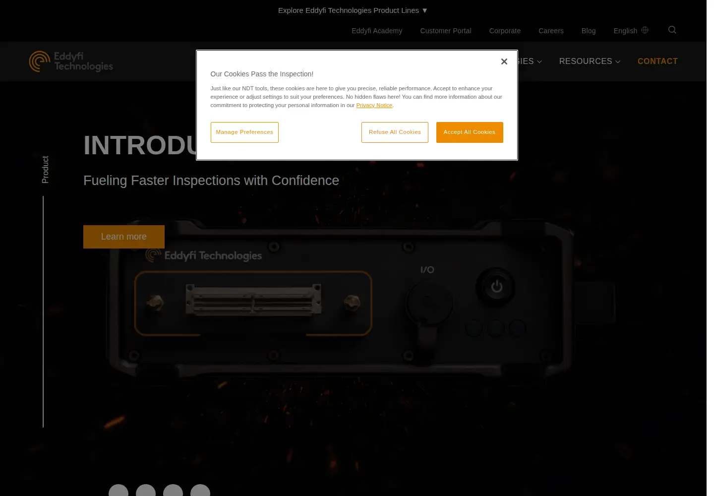 Screenshot of eddyfi.com
