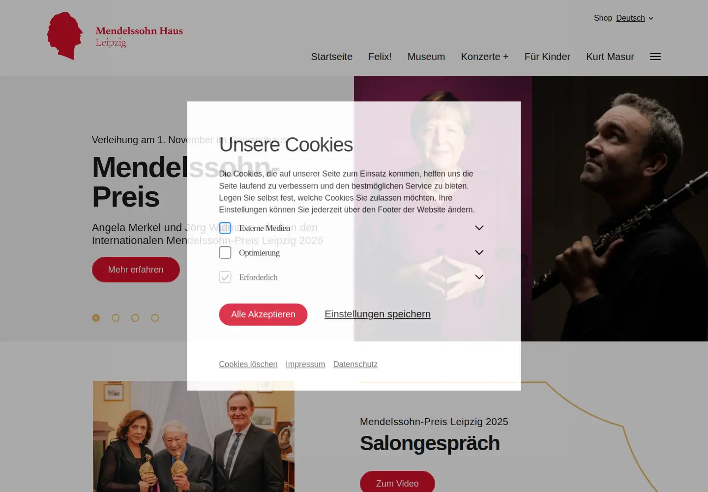 Screenshot of mendelssohn-stiftung.de