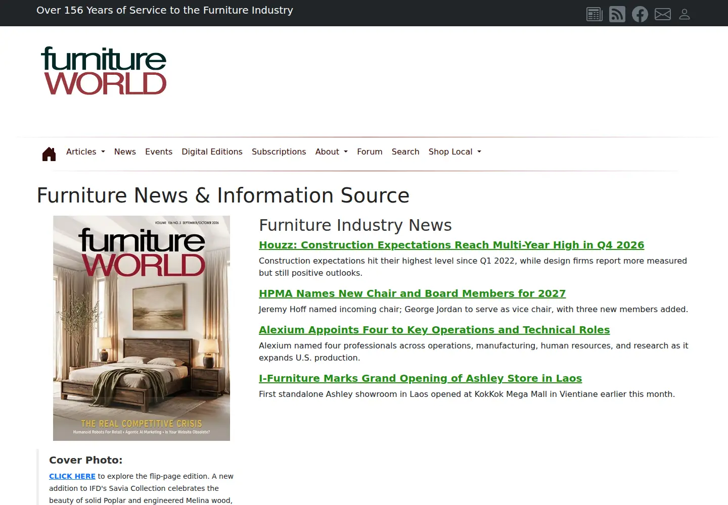 Captured homepage of furninfo.com in the current scan