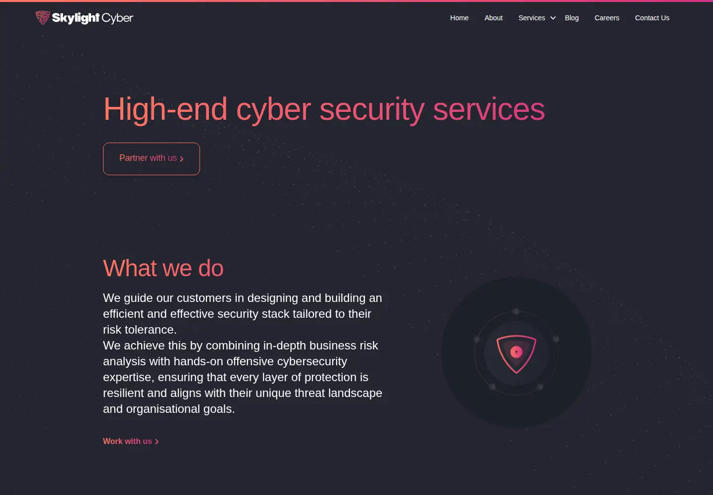 Captured homepage of skylightcyber.com in the current scan