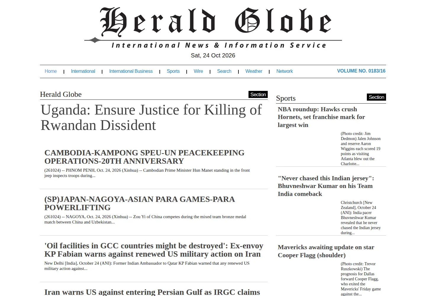 Captured homepage of heraldglobe.com in the current scan