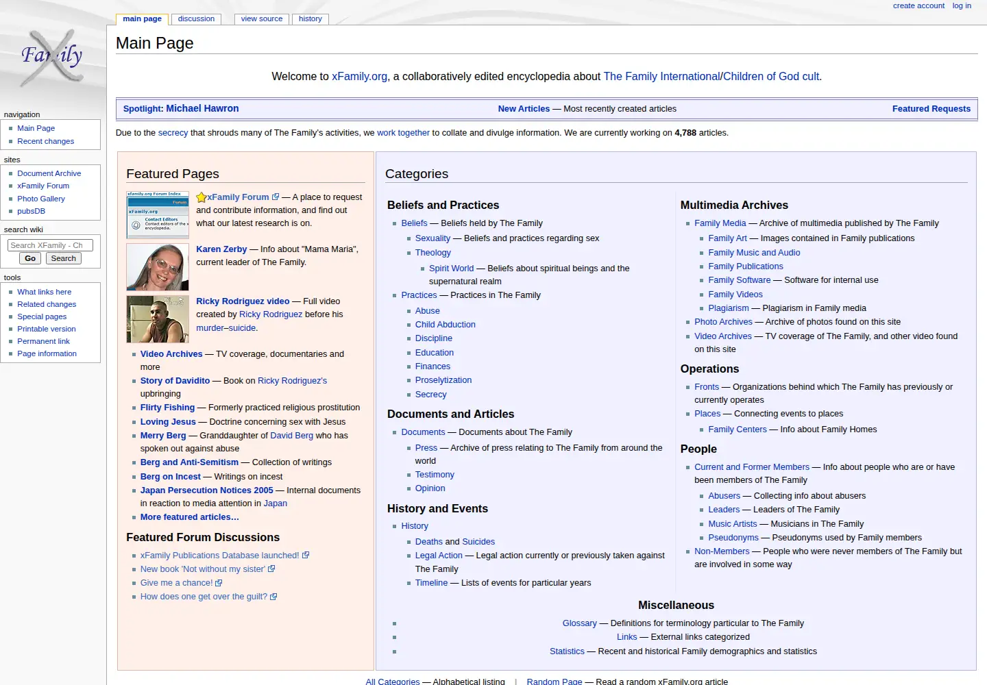 Captured homepage of xfamily.org in the current scan