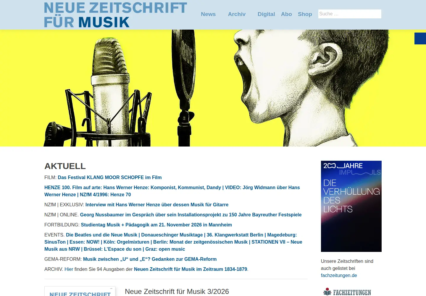 Captured homepage of musikderzeit.de in the current scan