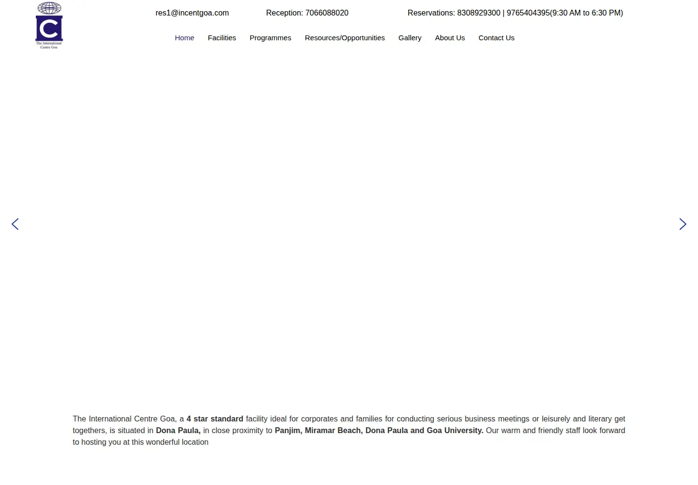 Screenshot of internationalcentregoa.com