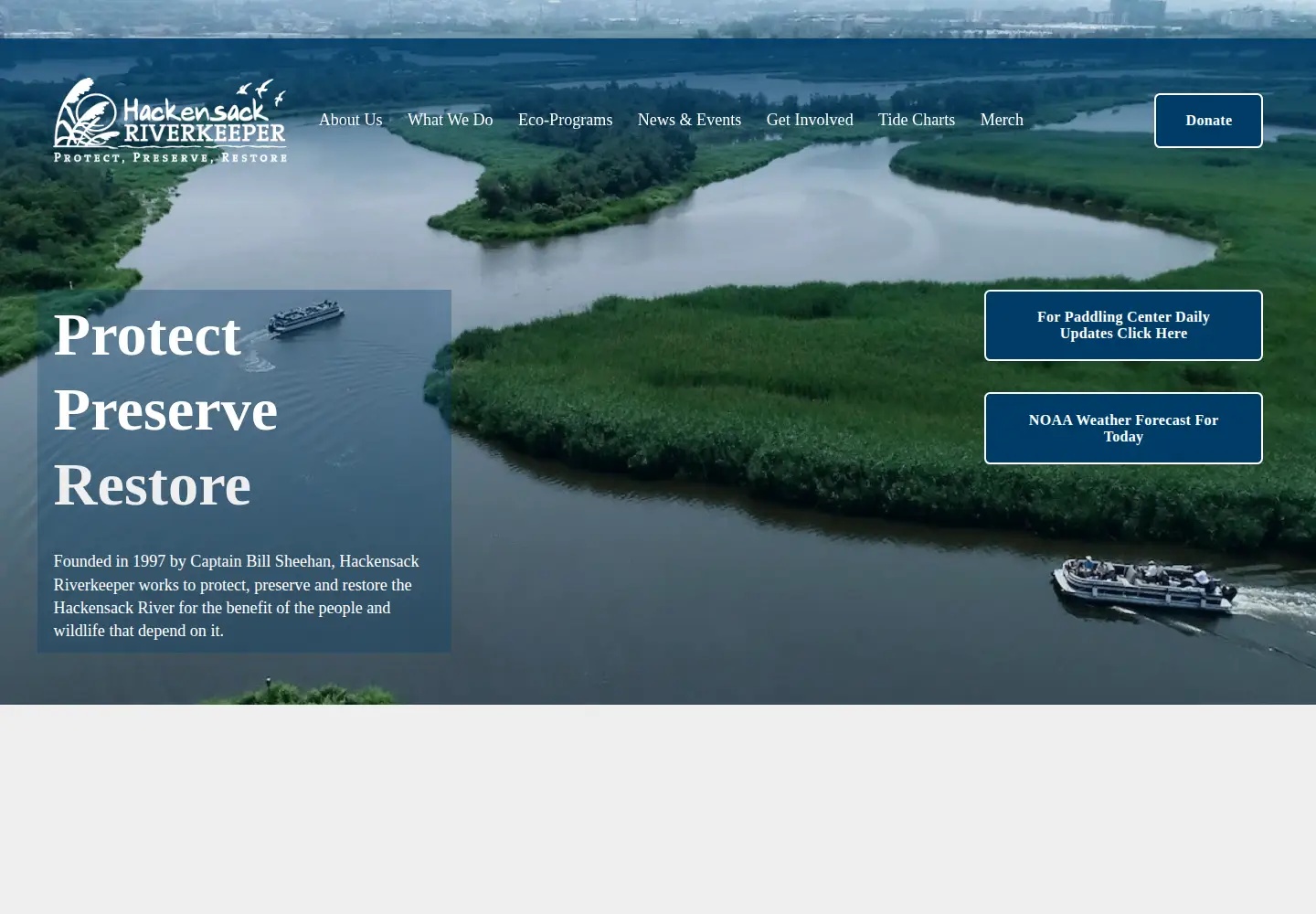 Captured homepage of hackensackriverkeeper.org in the current scan