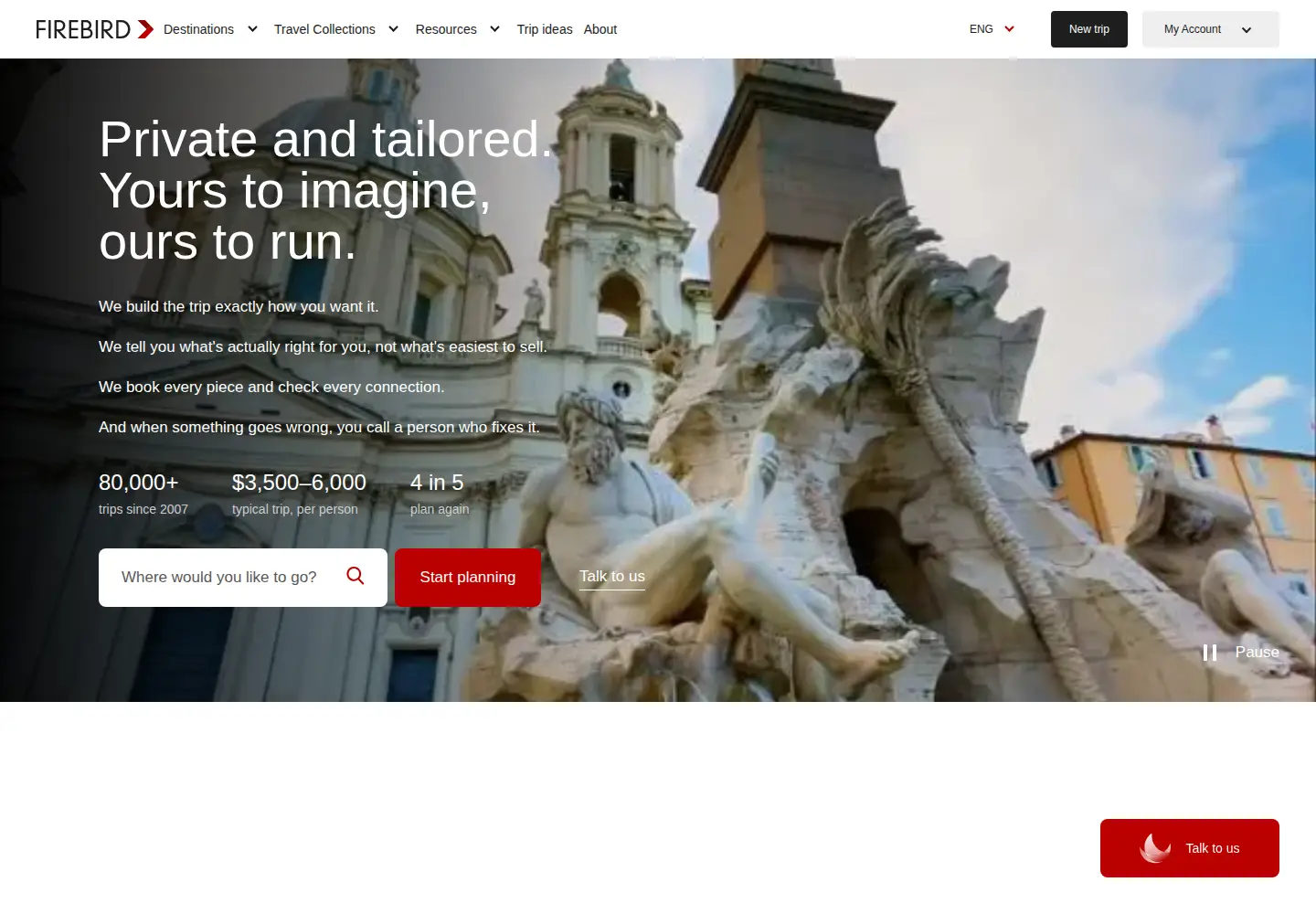 Screenshot of firebirdtours.com