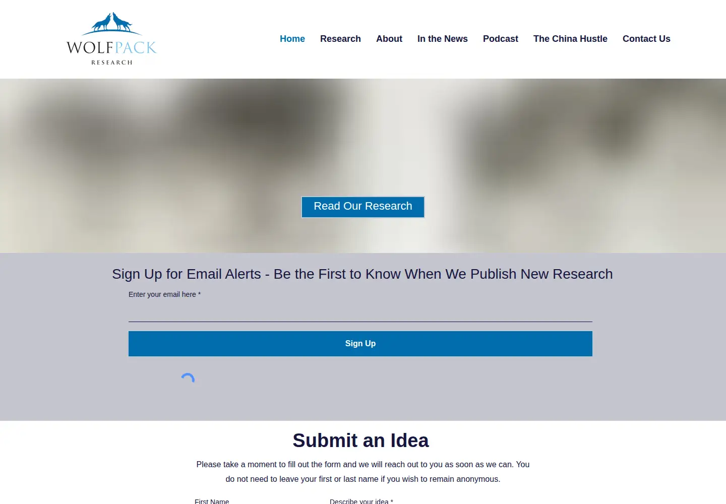 Screenshot of wolfpackresearch.com