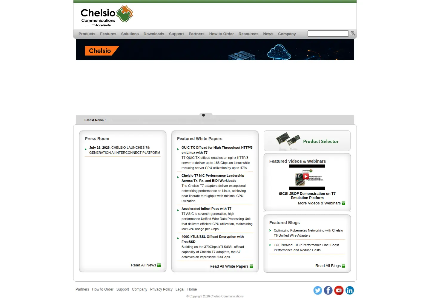 Screenshot of chelsio.com