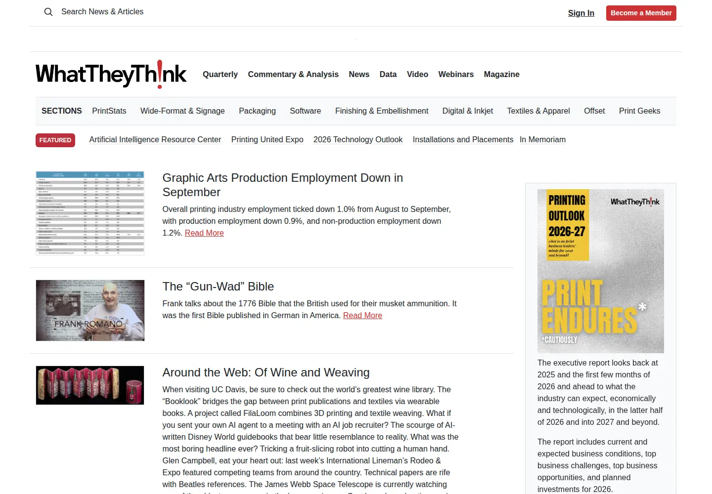 Screenshot of printingnews.com