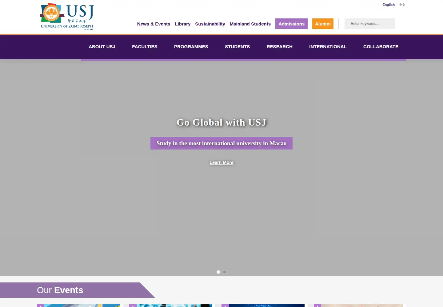Screenshot of usj.edu.mo