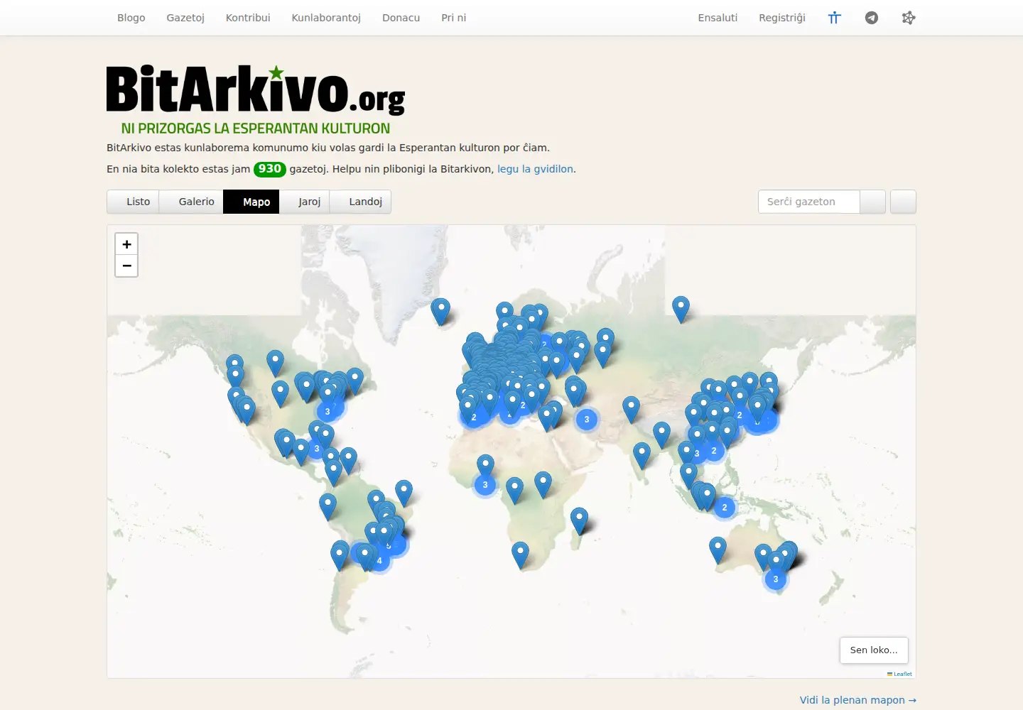 Captured homepage of bitarkivo.org in the current scan
