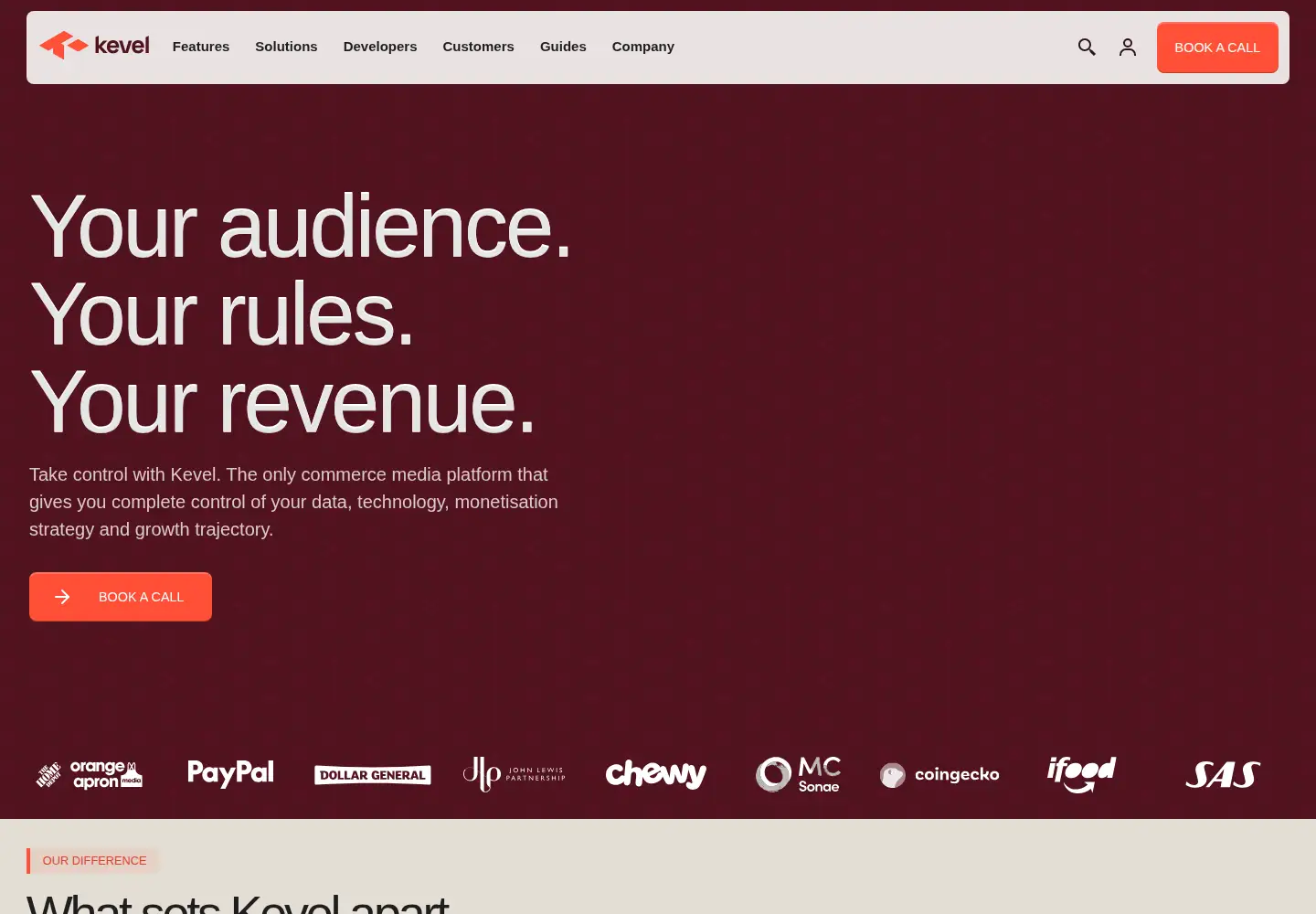 Captured homepage of kevel.com in the current scan
