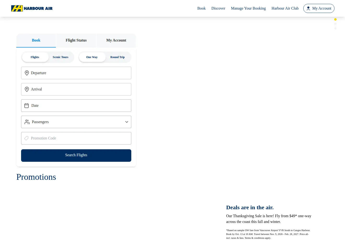 Screenshot of harbourair.com