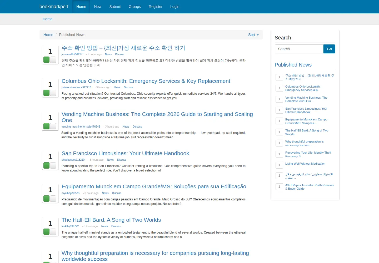Screenshot of bookmarkport.com