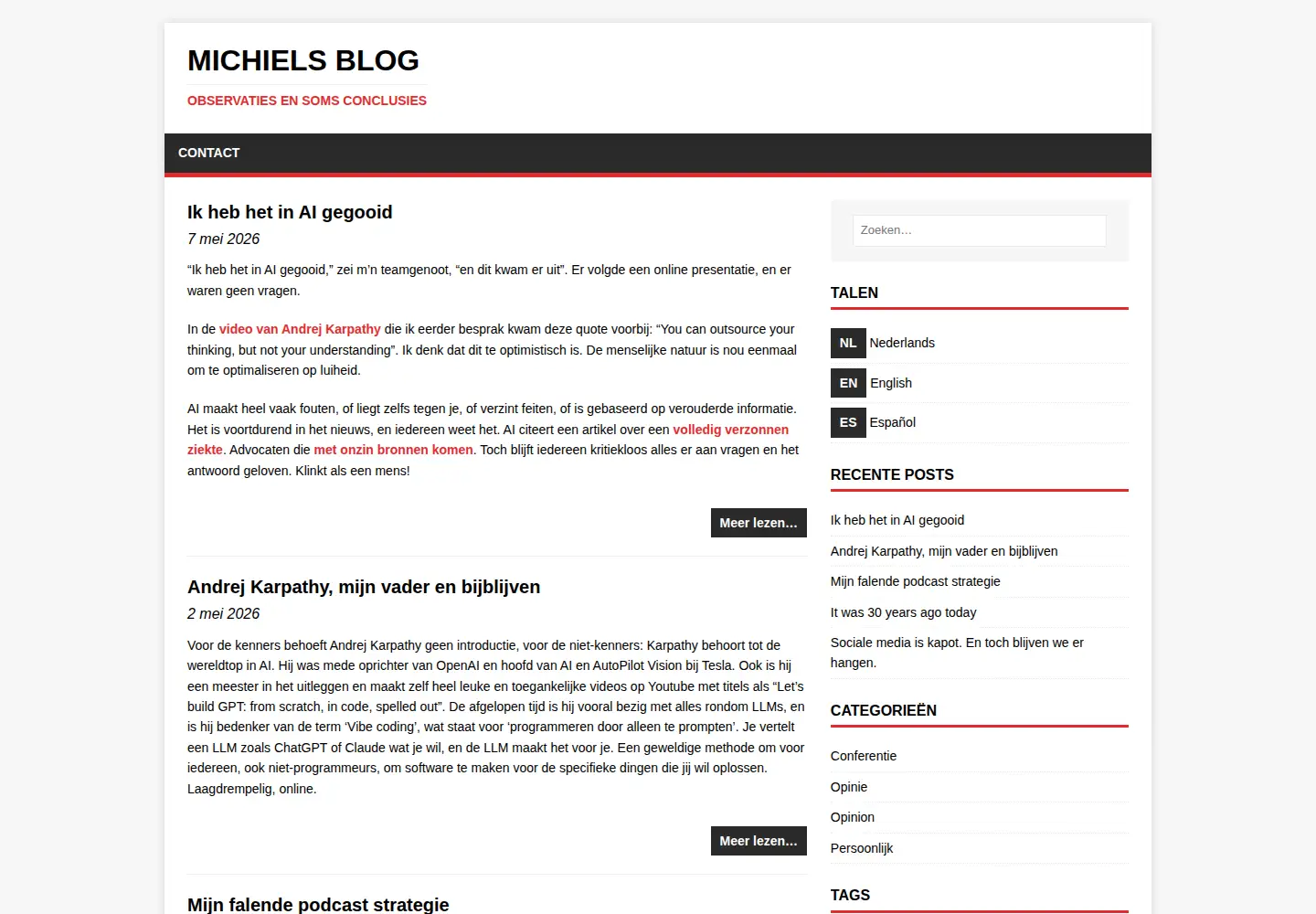 Screenshot of michielb.nl