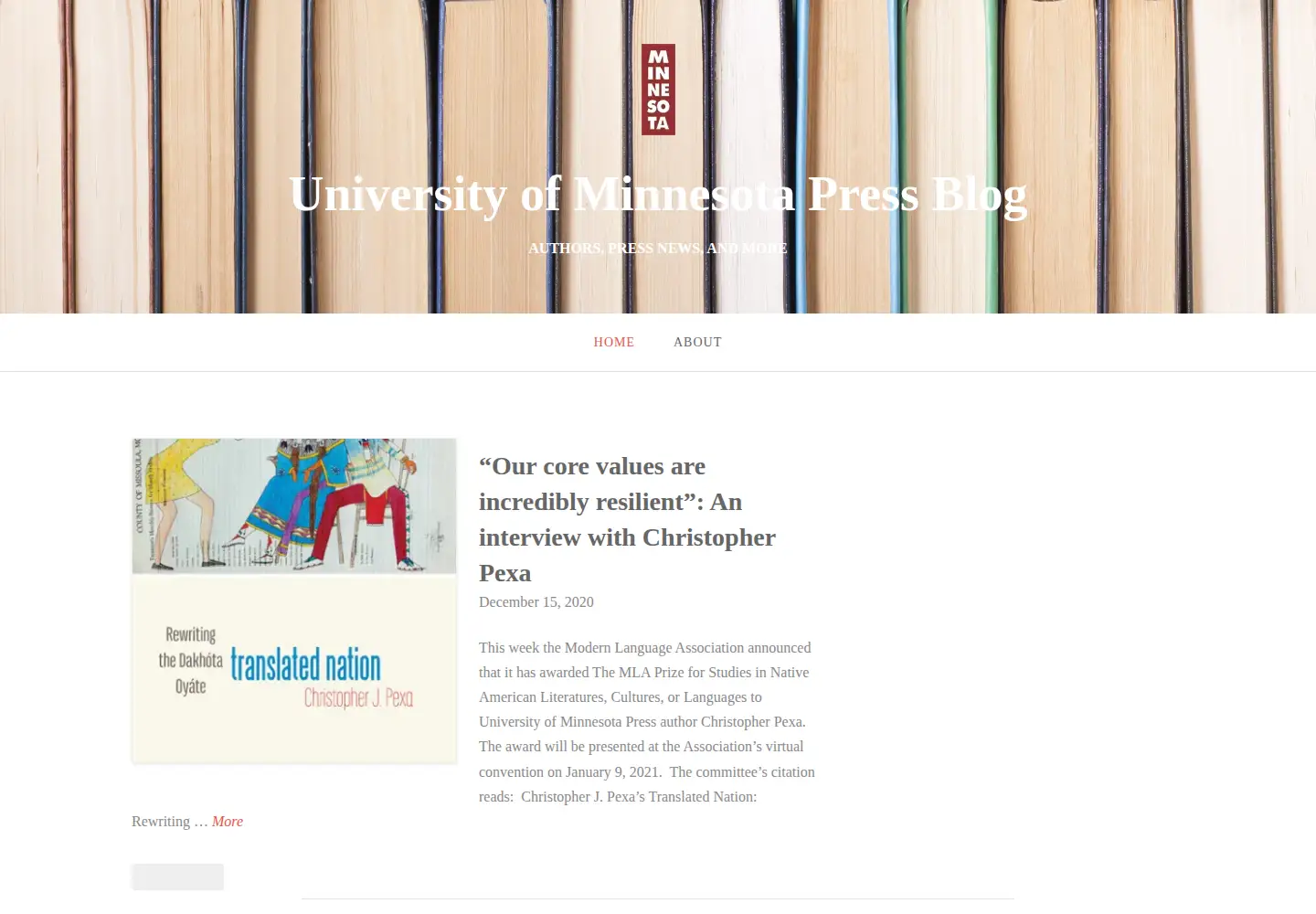 Screenshot of uminnpressblog.com