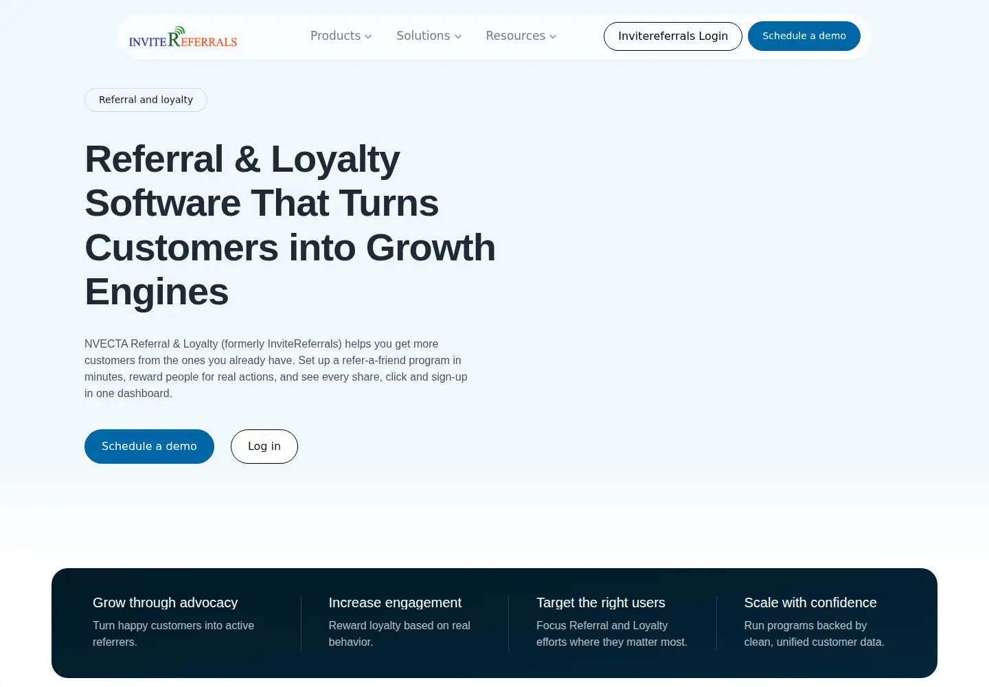 Captured homepage of invitereferrals.com in the current scan