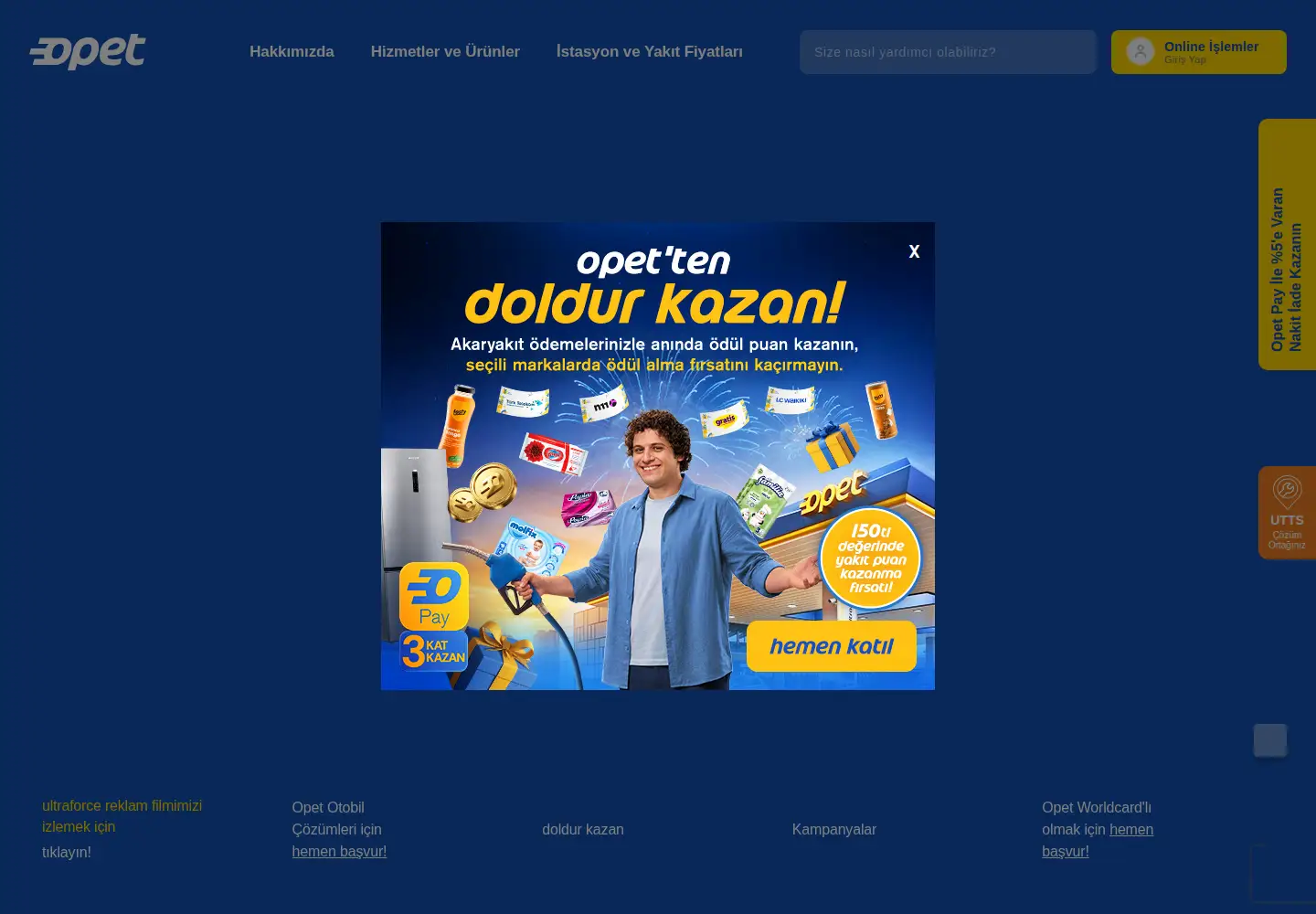 Screenshot of opet.com.tr