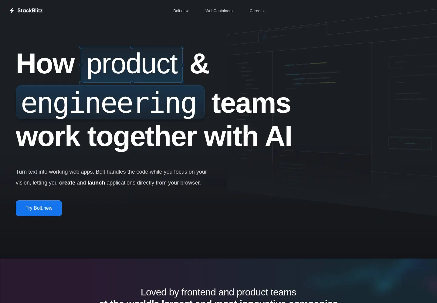 Captured homepage of stackblitz.com in the current scan