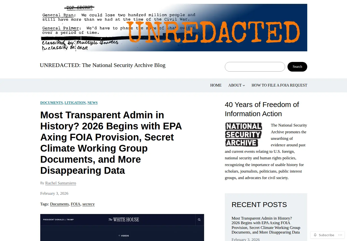 Captured homepage of unredacted.com in the current scan