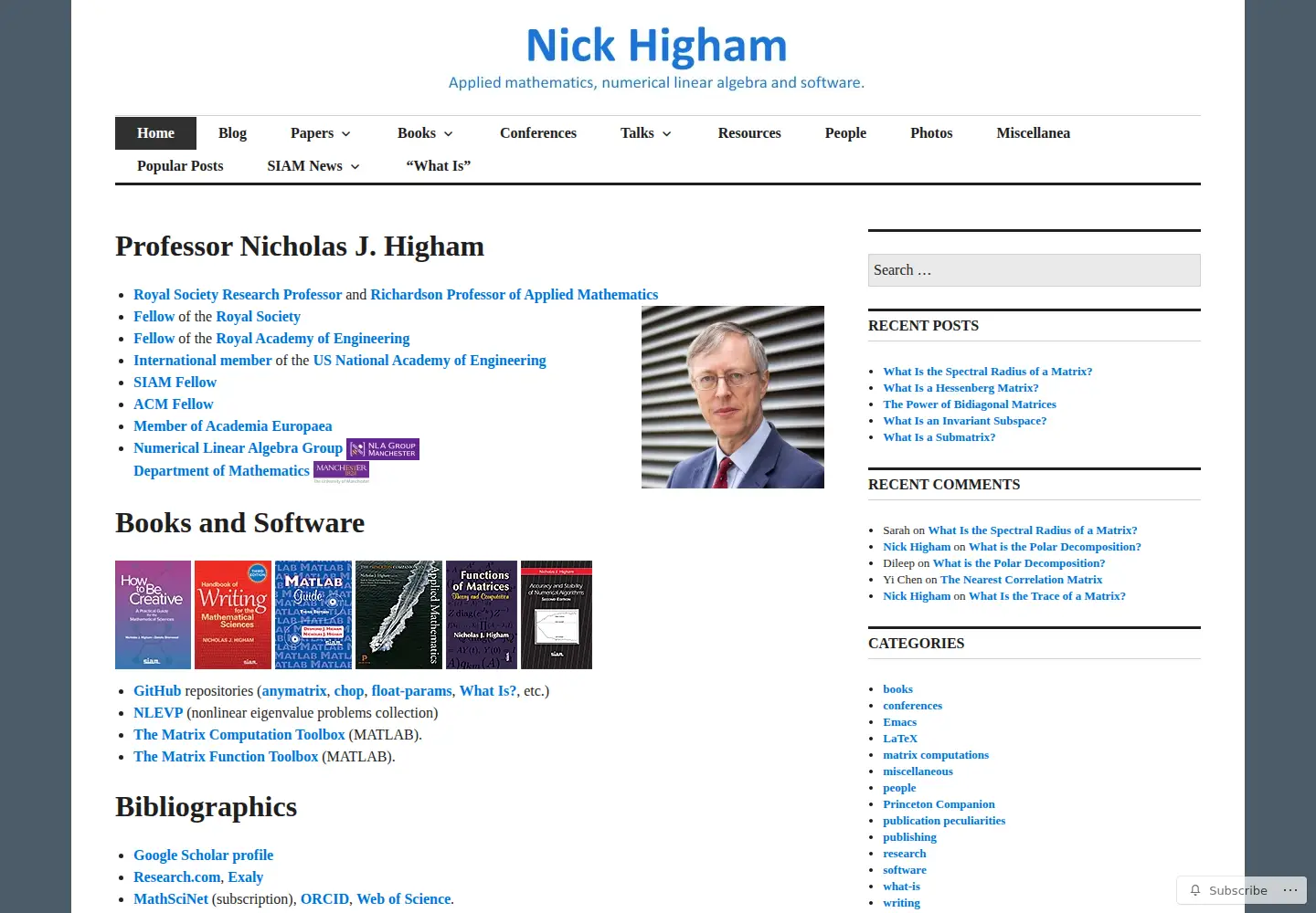 Screenshot of nhigham.com
