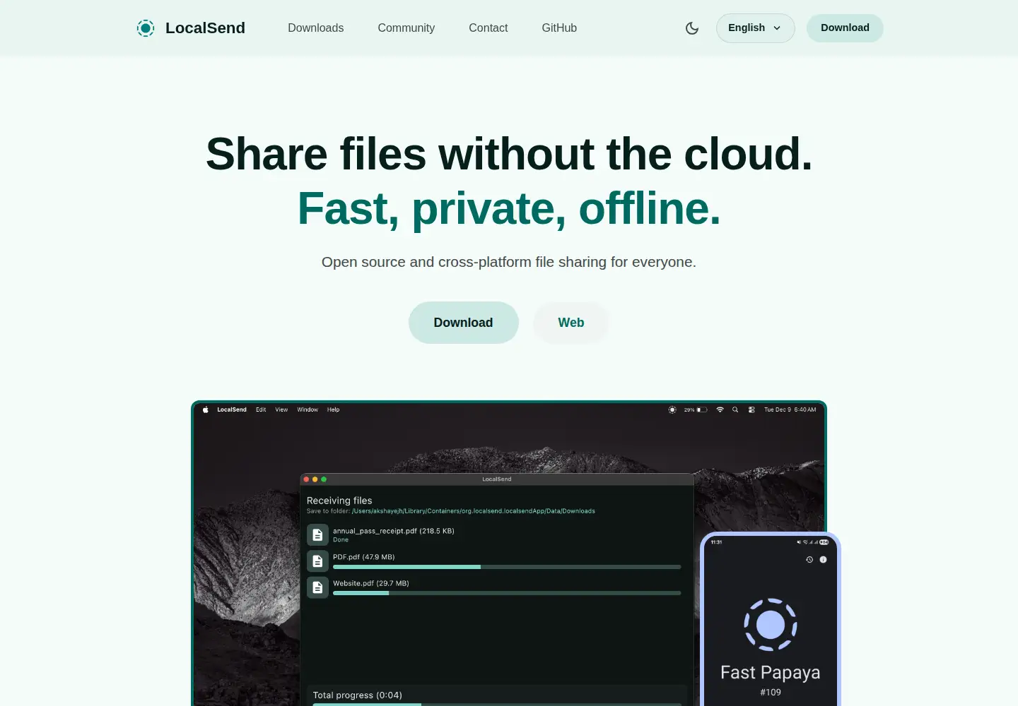 Screenshot of localsend.org