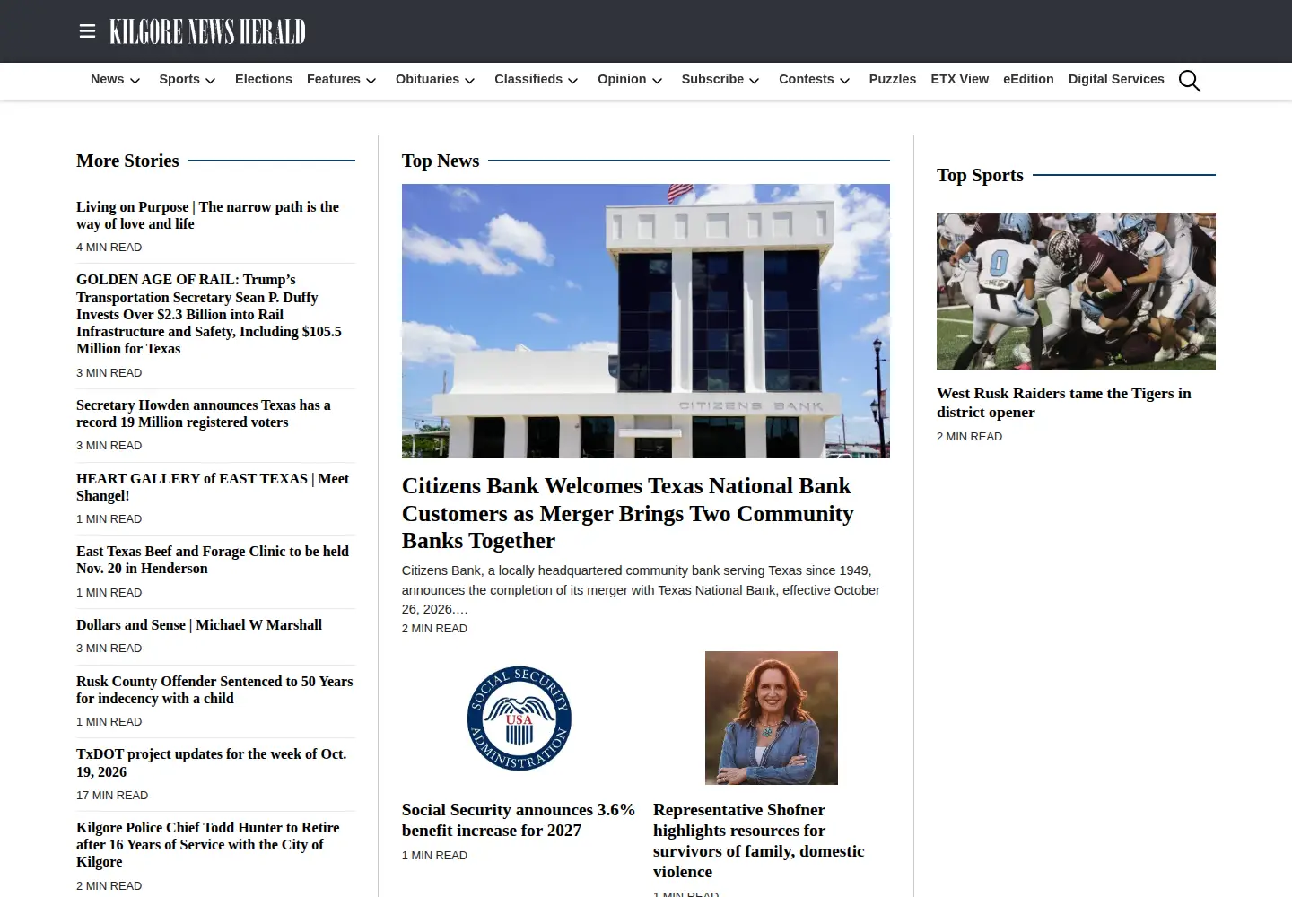 Screenshot of kilgorenewsherald.com
