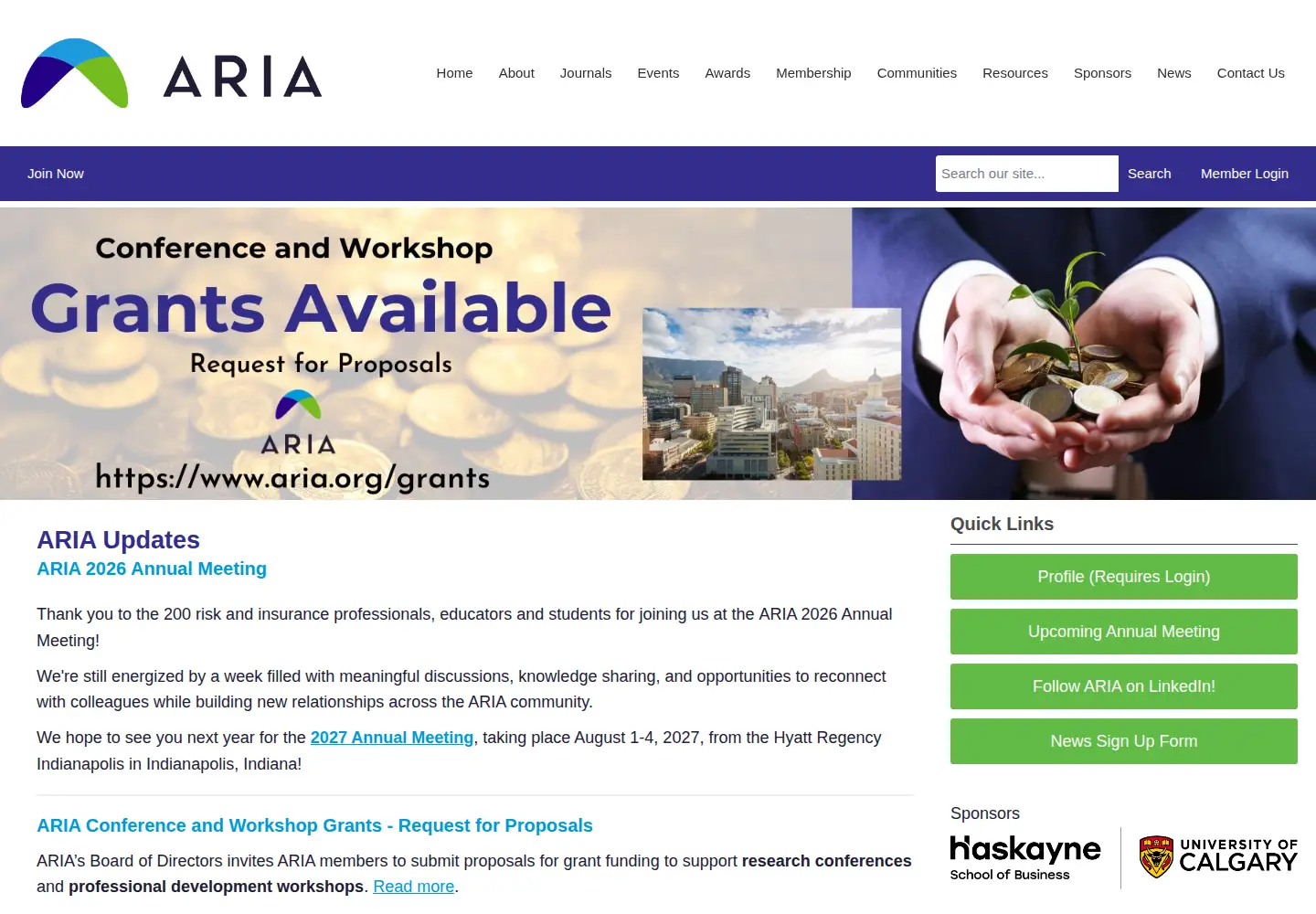 Screenshot of aria.org