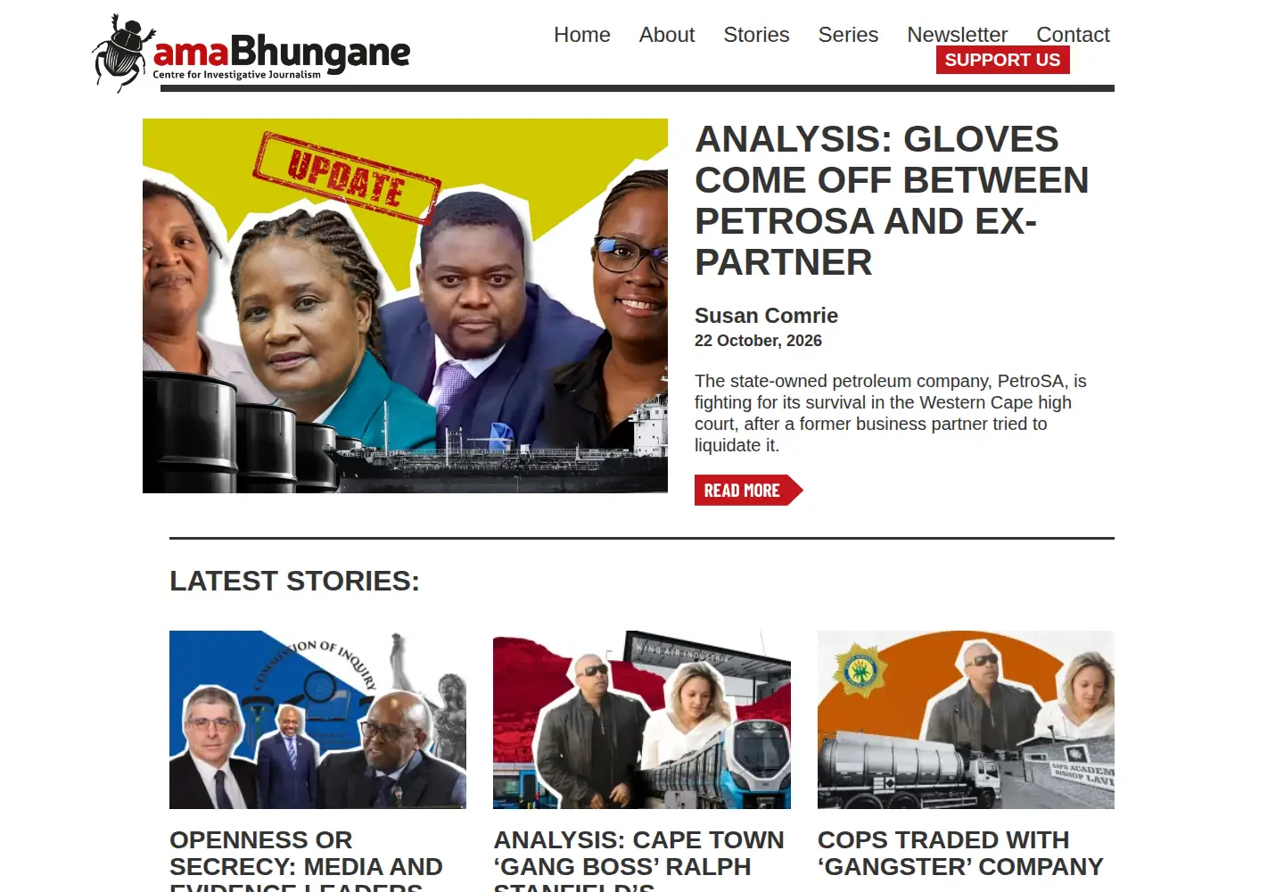 Screenshot of amabhungane.org