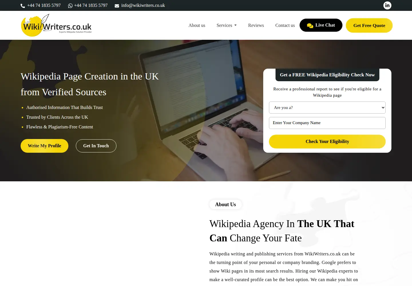 Screenshot of wikiwriters.co.uk