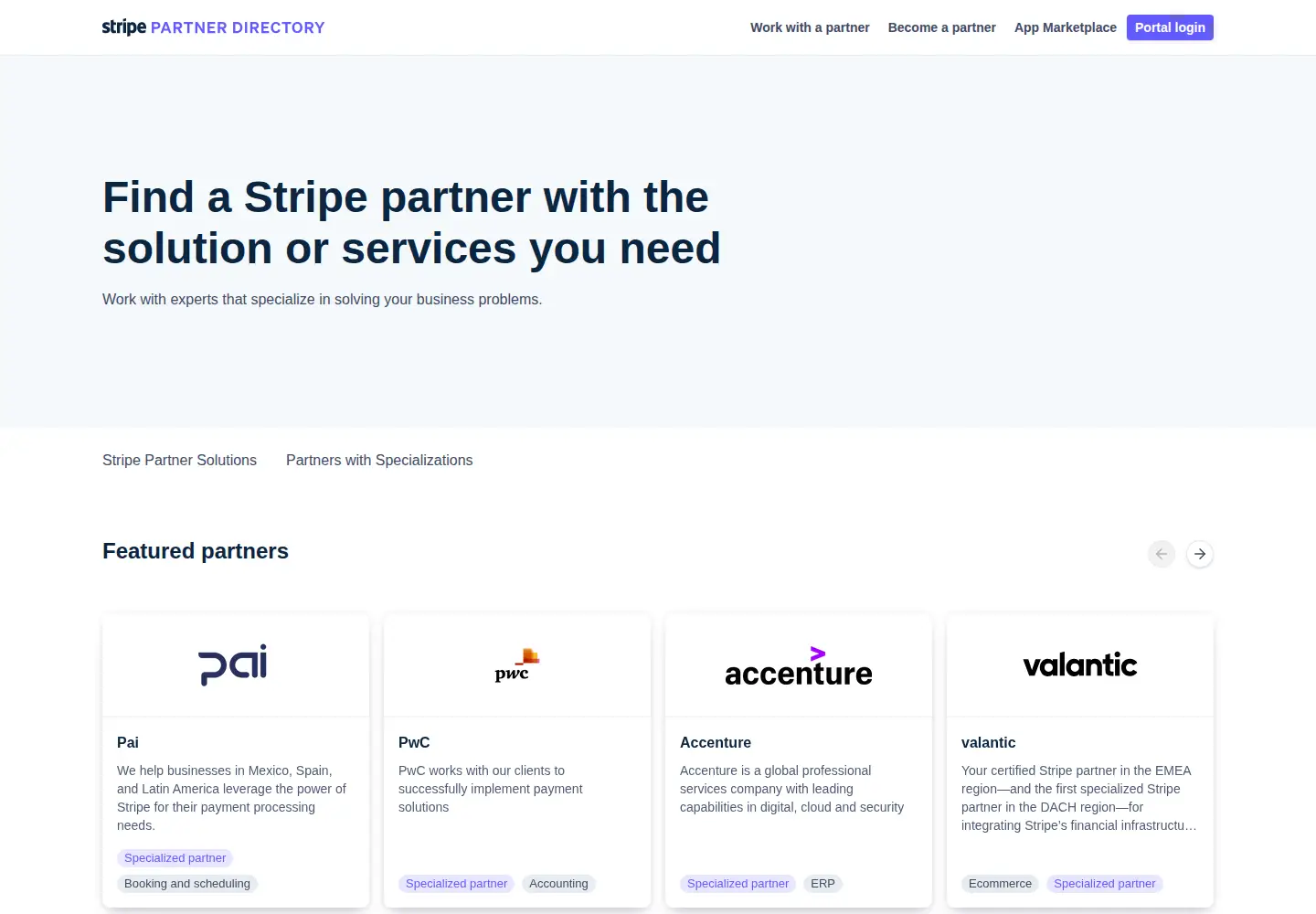 Screenshot of stripe.partners