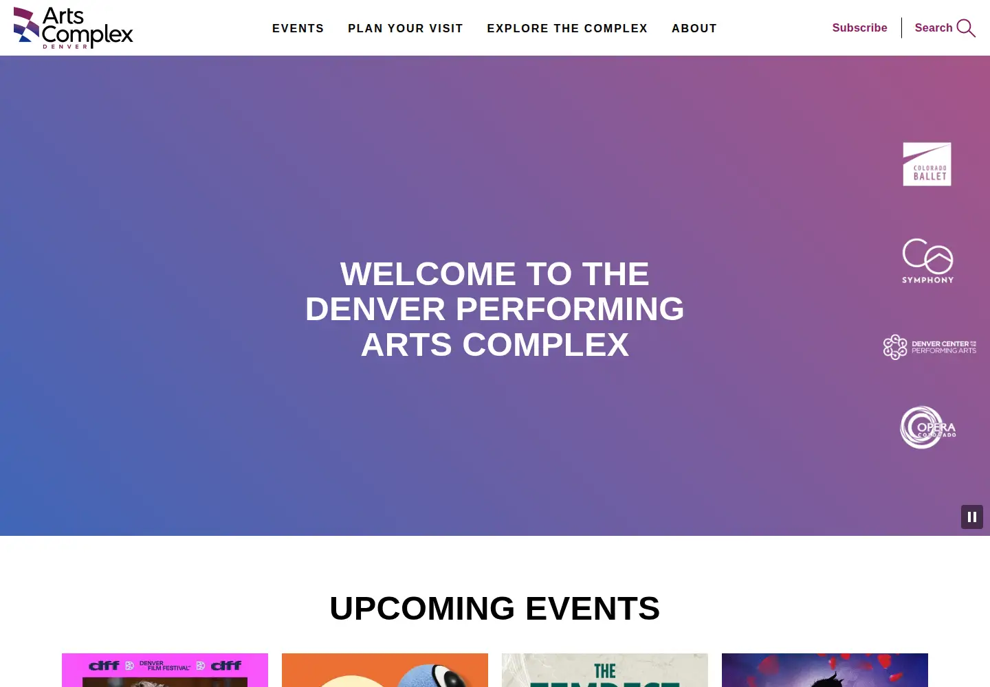 Captured homepage of artscomplex.com in the current scan