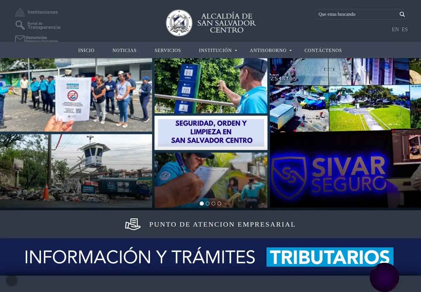 Captured homepage of sansalvador.gob.sv in the current scan