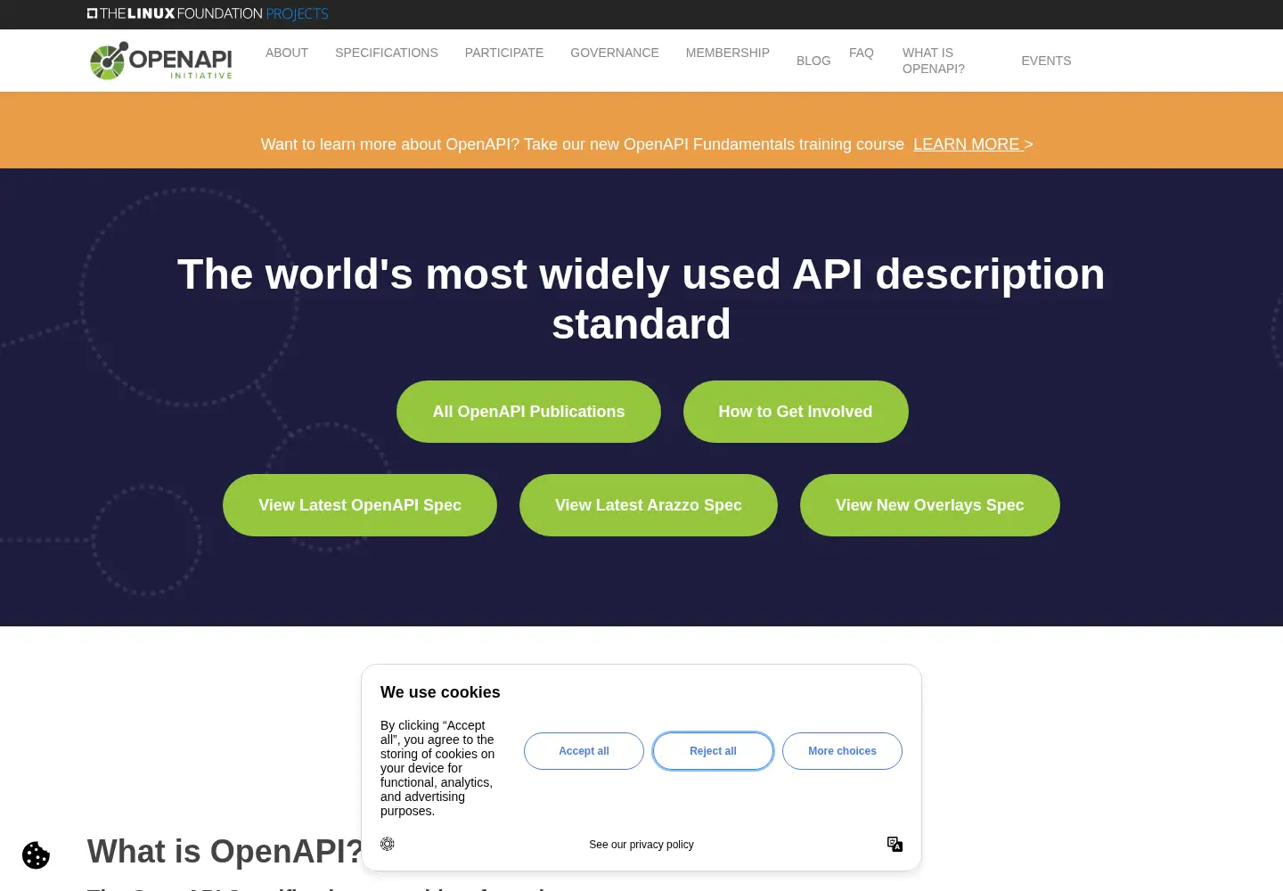 Screenshot of openapis.org