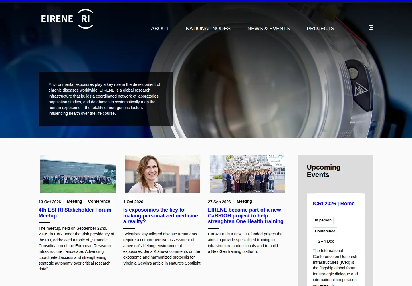 Captured homepage of eirene.eu in the current scan