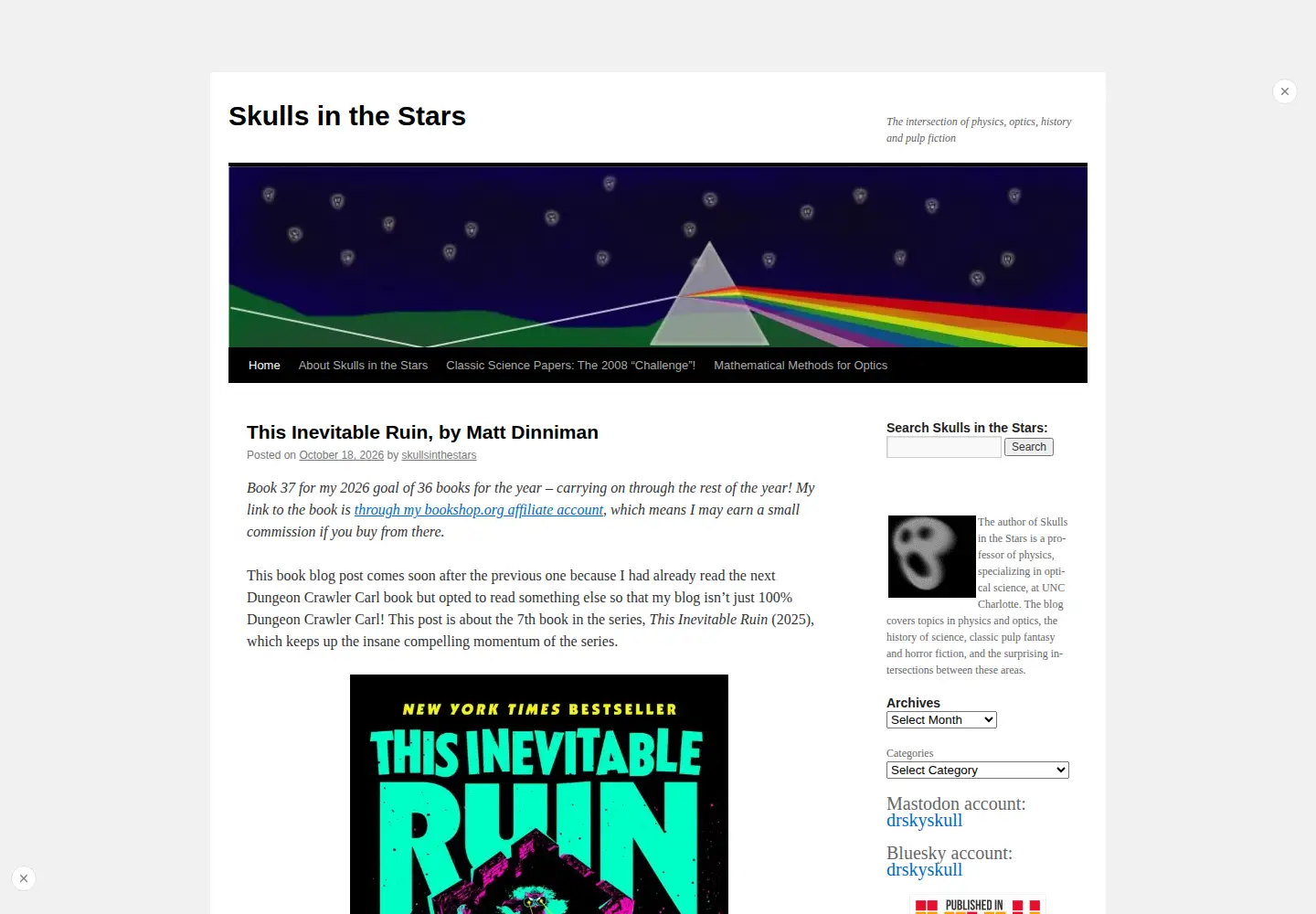 Screenshot of skullsinthestars.com