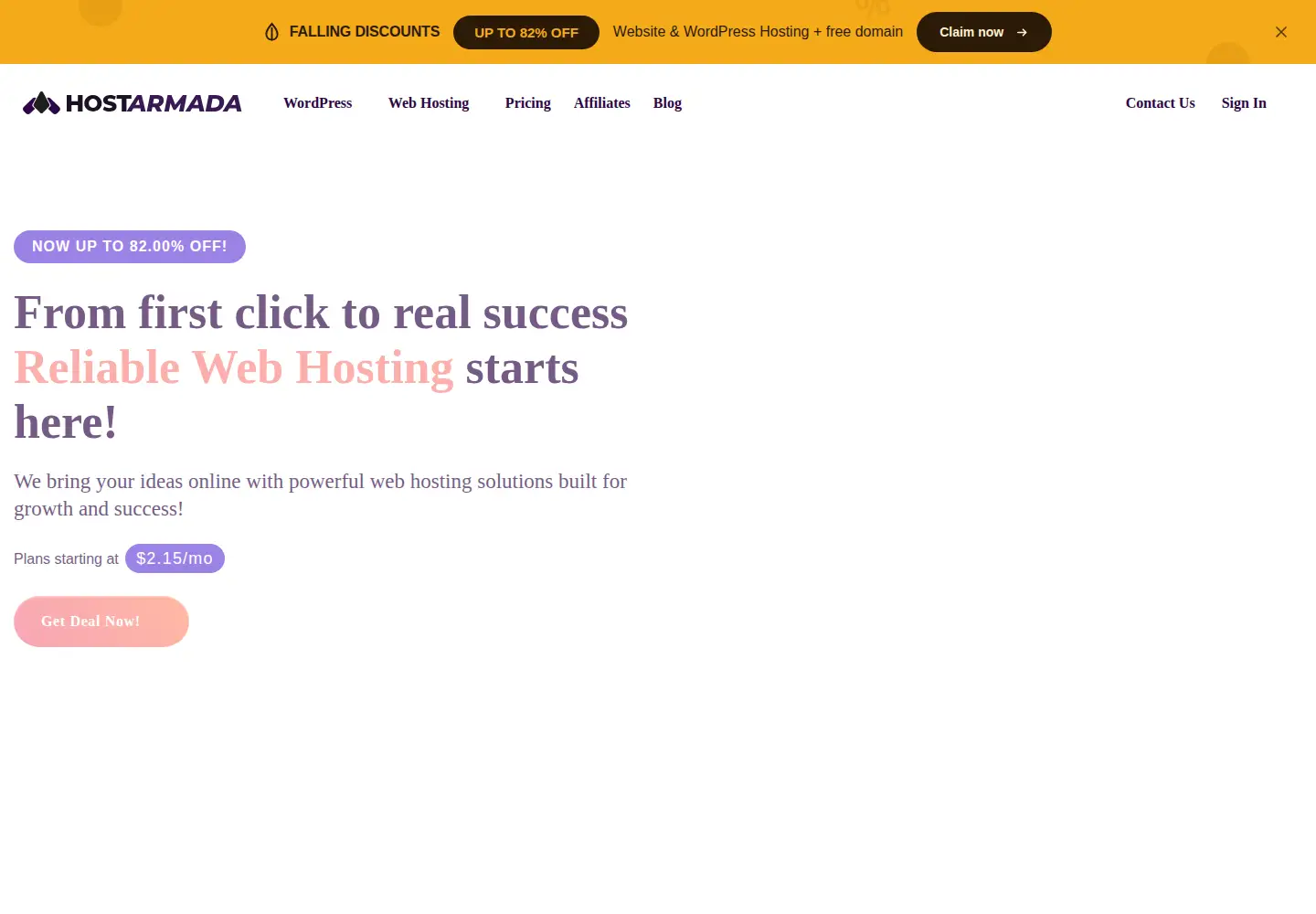 Screenshot of hostarmada.com