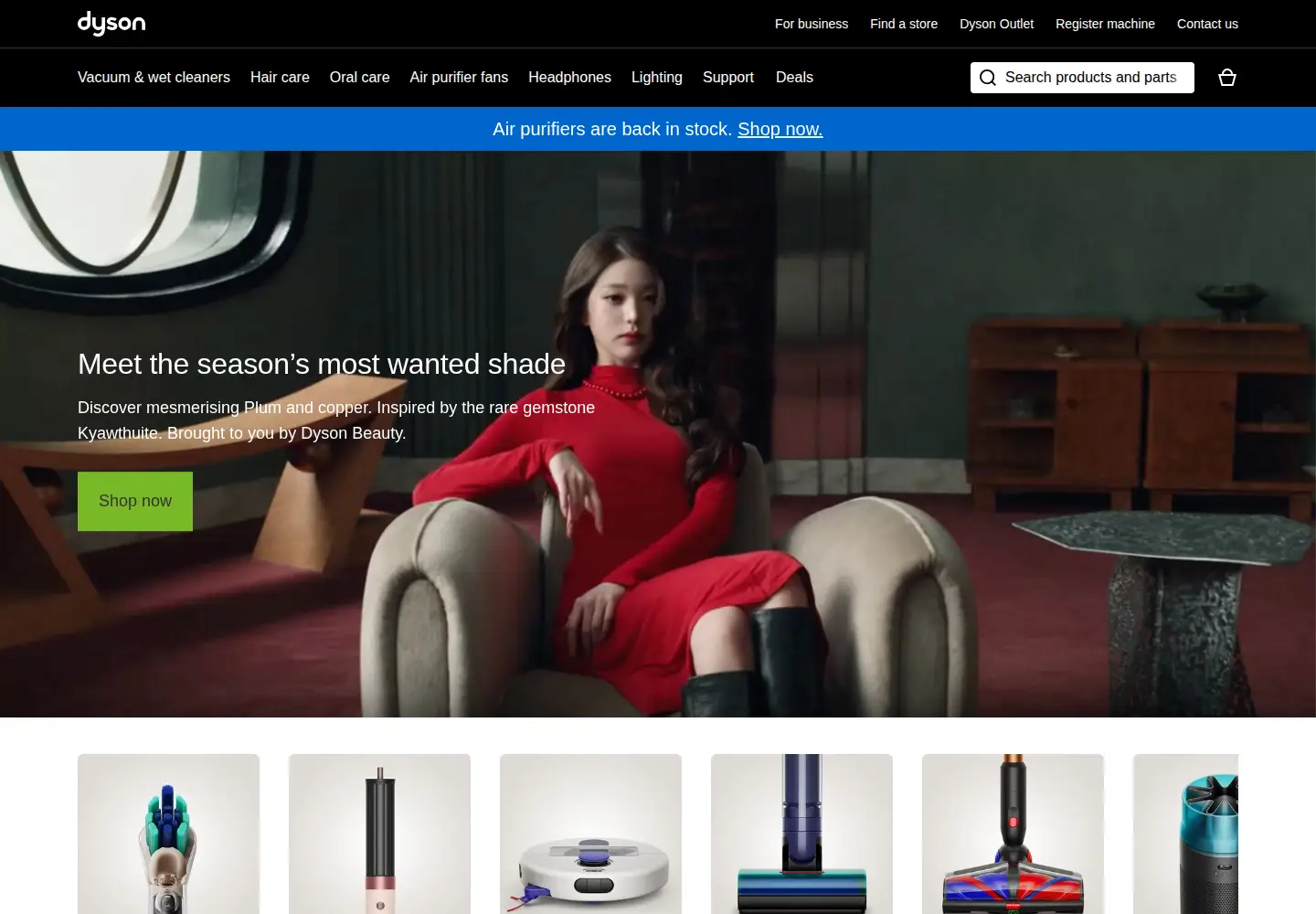 Captured homepage of dyson.com.sg in the current scan