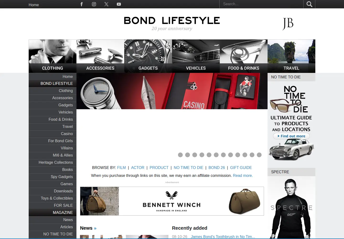 Screenshot of jamesbondlifestyle.com