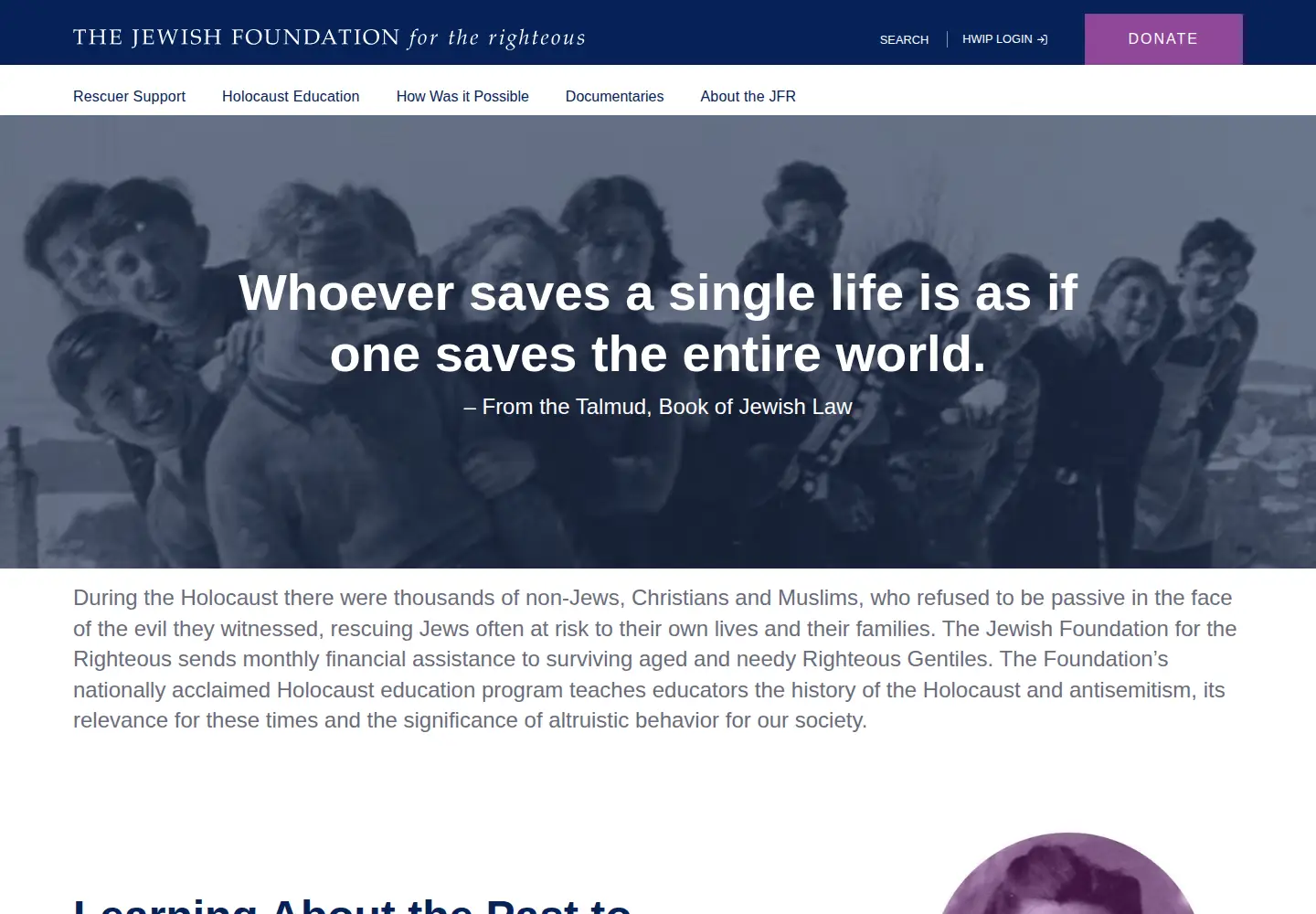 Captured homepage of jfr.org in the current scan